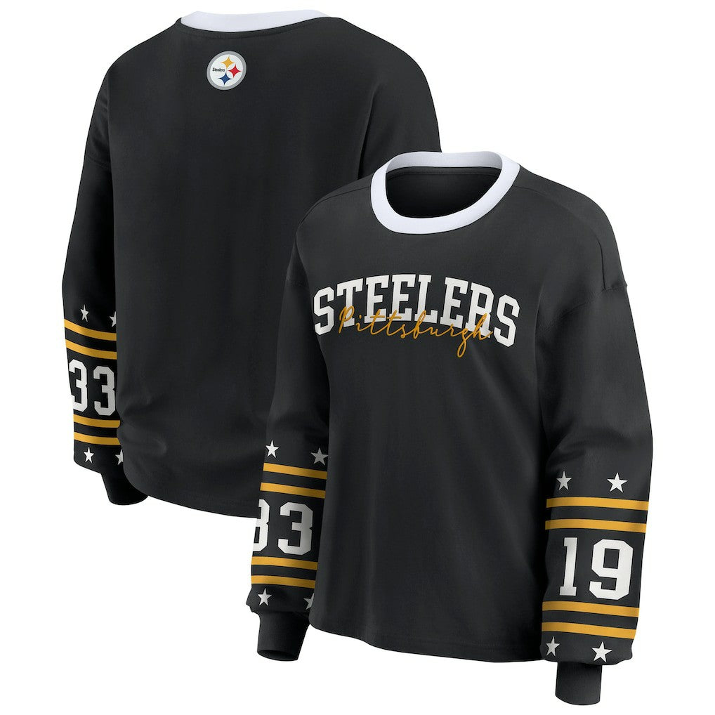 Pittsburgh Steelers WEAR by Erin Andrews Women's Sport Long-Sleeve T-Shirt - Black T-shirts