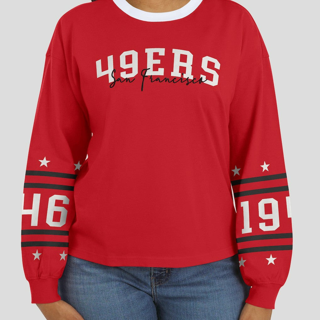 San Francisco 49ers WEAR by Erin Andrews Women's Sport Long-Sleeve T-Shirt - Scarlet T-shirts