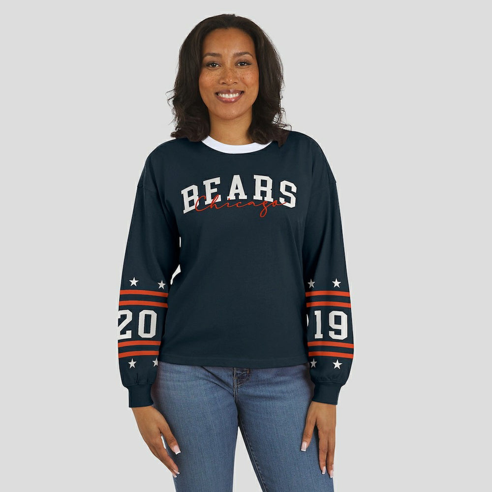 Chicago Bears WEAR by Erin Andrews Women's Sport Long-Sleeve T-Shirt - Navy T-shirts