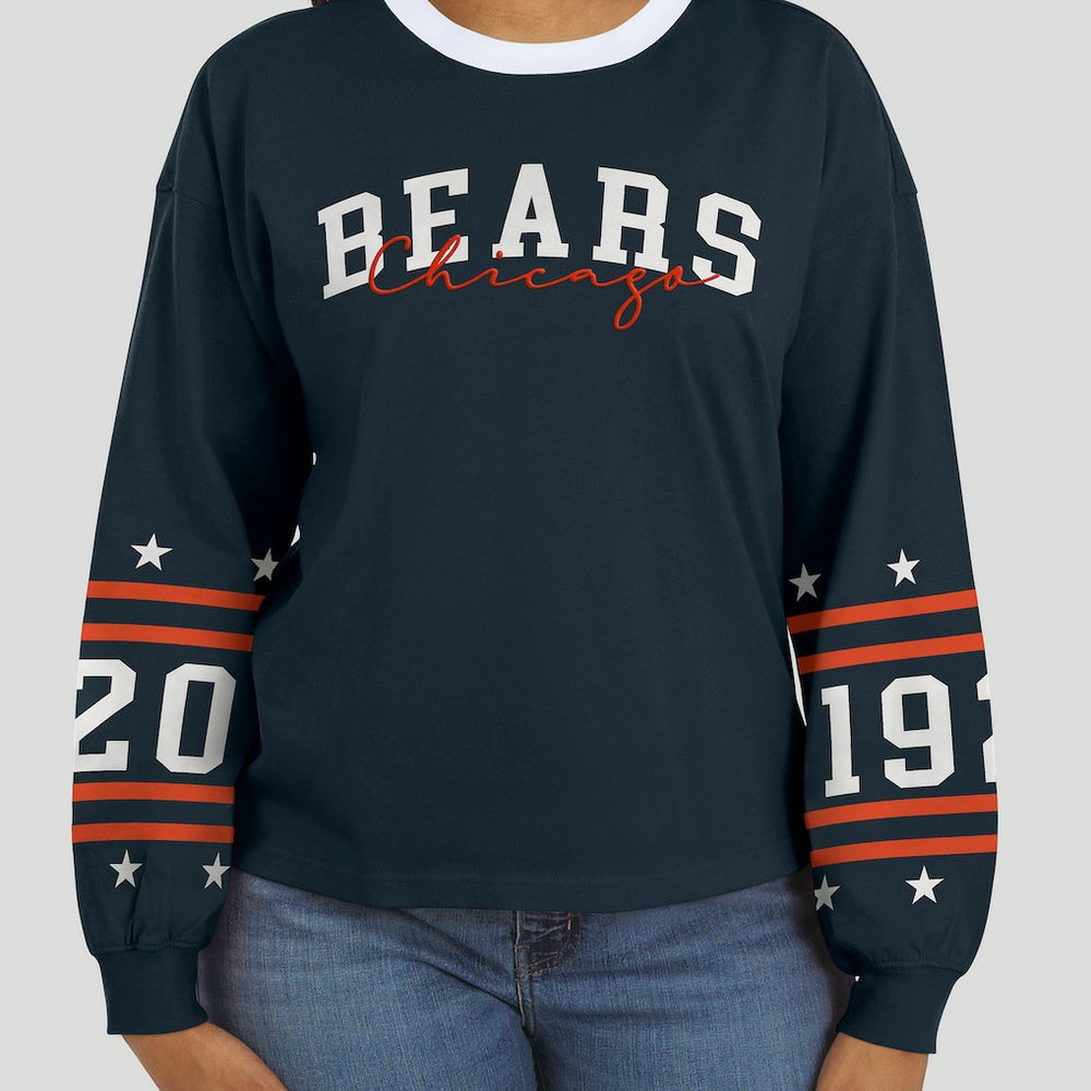 Chicago Bears WEAR by Erin Andrews Women's Sport Long-Sleeve T-Shirt - Navy T-shirts