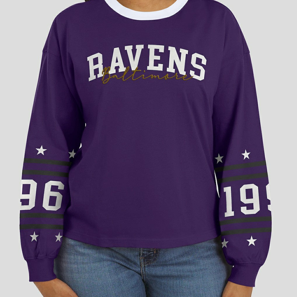 Baltimore Ravens WEAR by Erin Andrews Women's Sport Long-Sleeve T-Shirt - Purple T-shirts