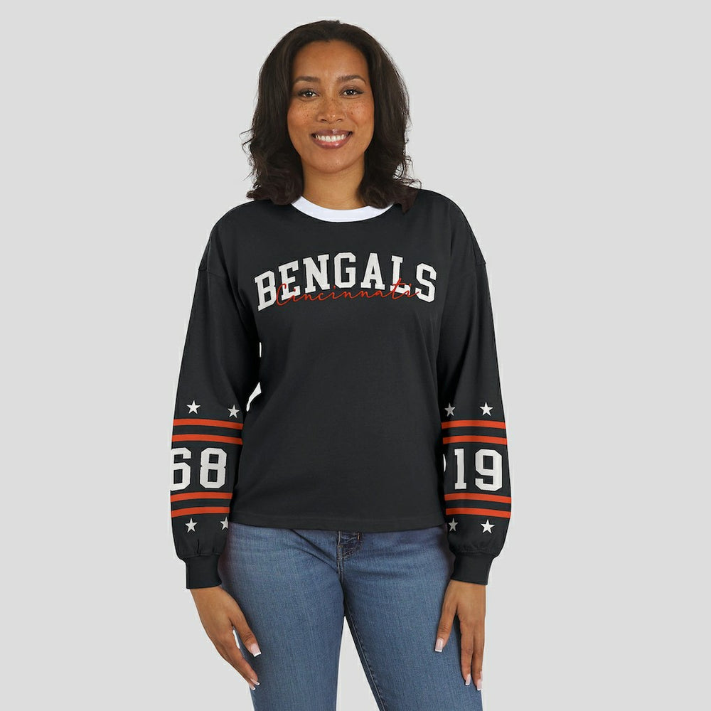 Cincinnati Bengals WEAR by Erin Andrews Women's Sport Long-Sleeve T-Shirt - Black T-shirts