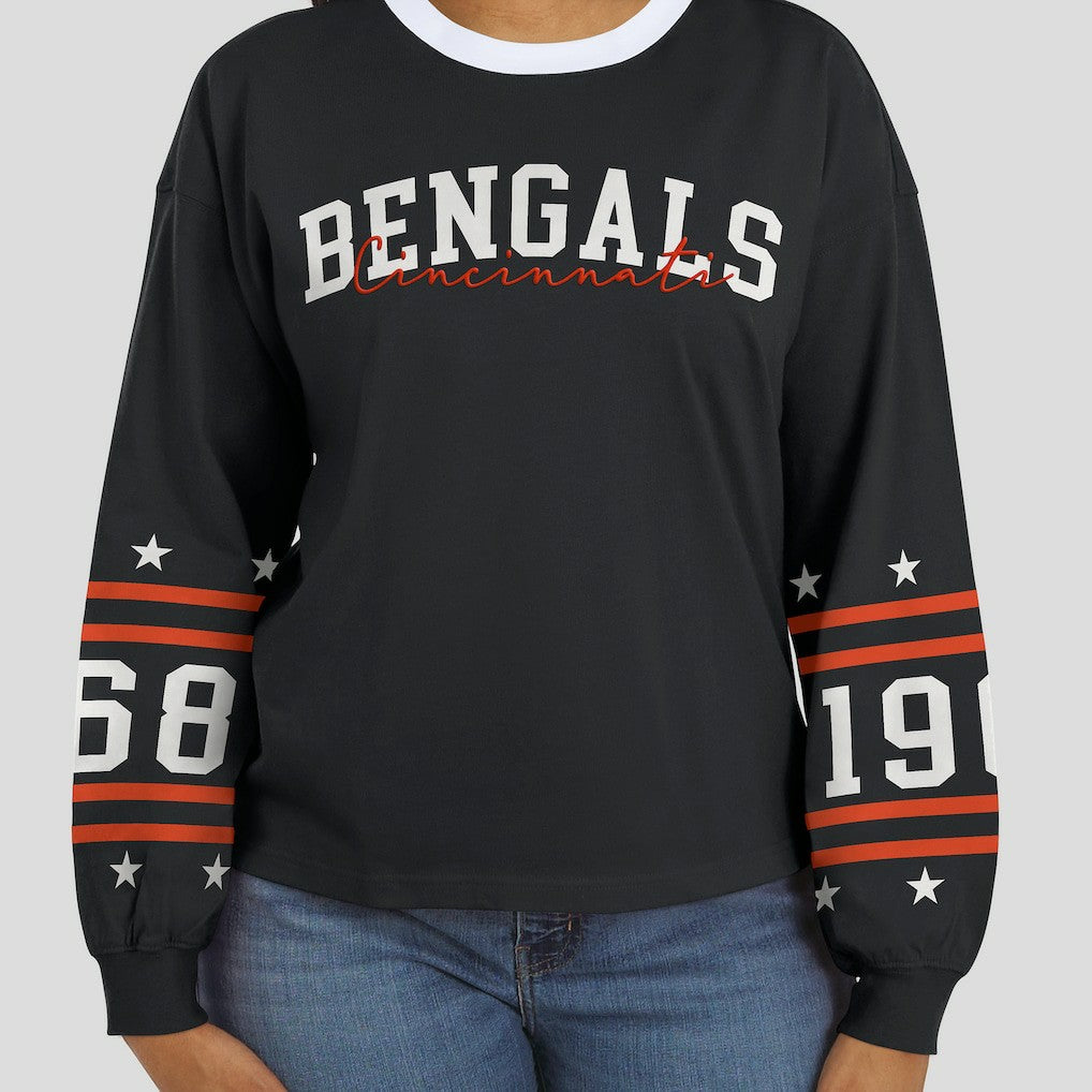 Cincinnati Bengals WEAR by Erin Andrews Women's Sport Long-Sleeve T-Shirt - Black T-shirts