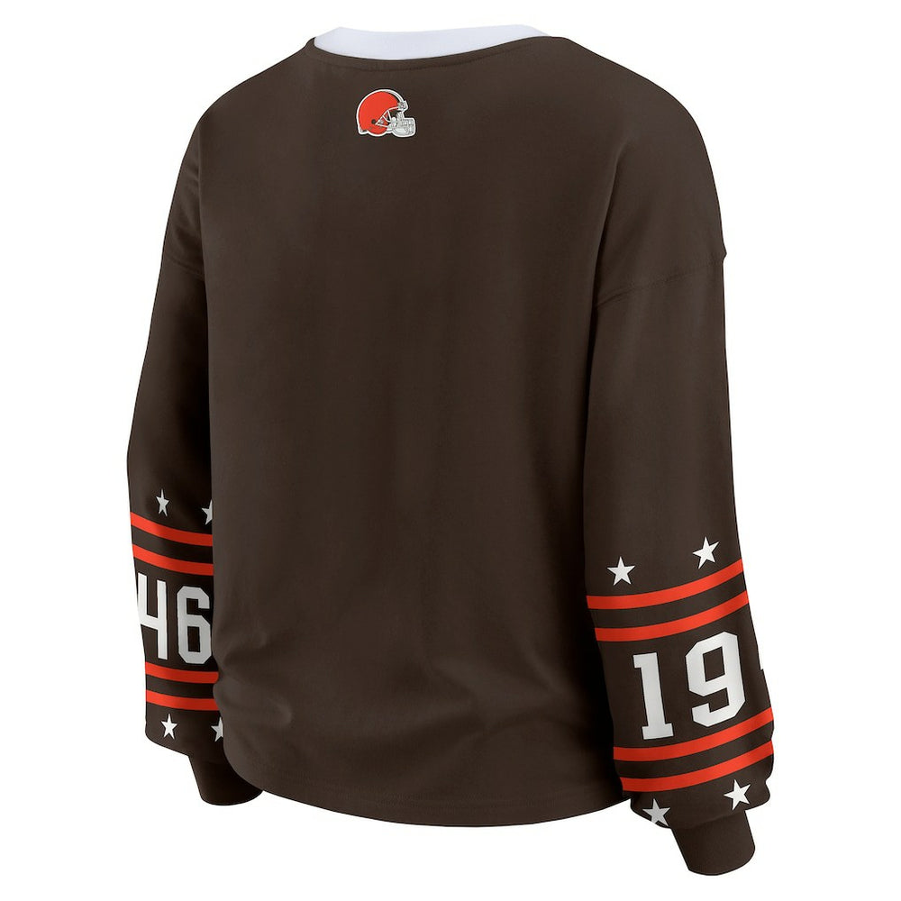 Cleveland Browns WEAR by Erin Andrews Women's Sport Long-Sleeve T-Shirt - Brown T-shirts
