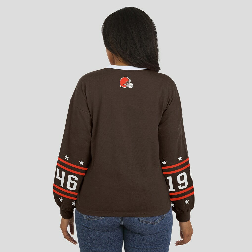 Cleveland Browns WEAR by Erin Andrews Women's Sport Long-Sleeve T-Shirt - Brown T-shirts