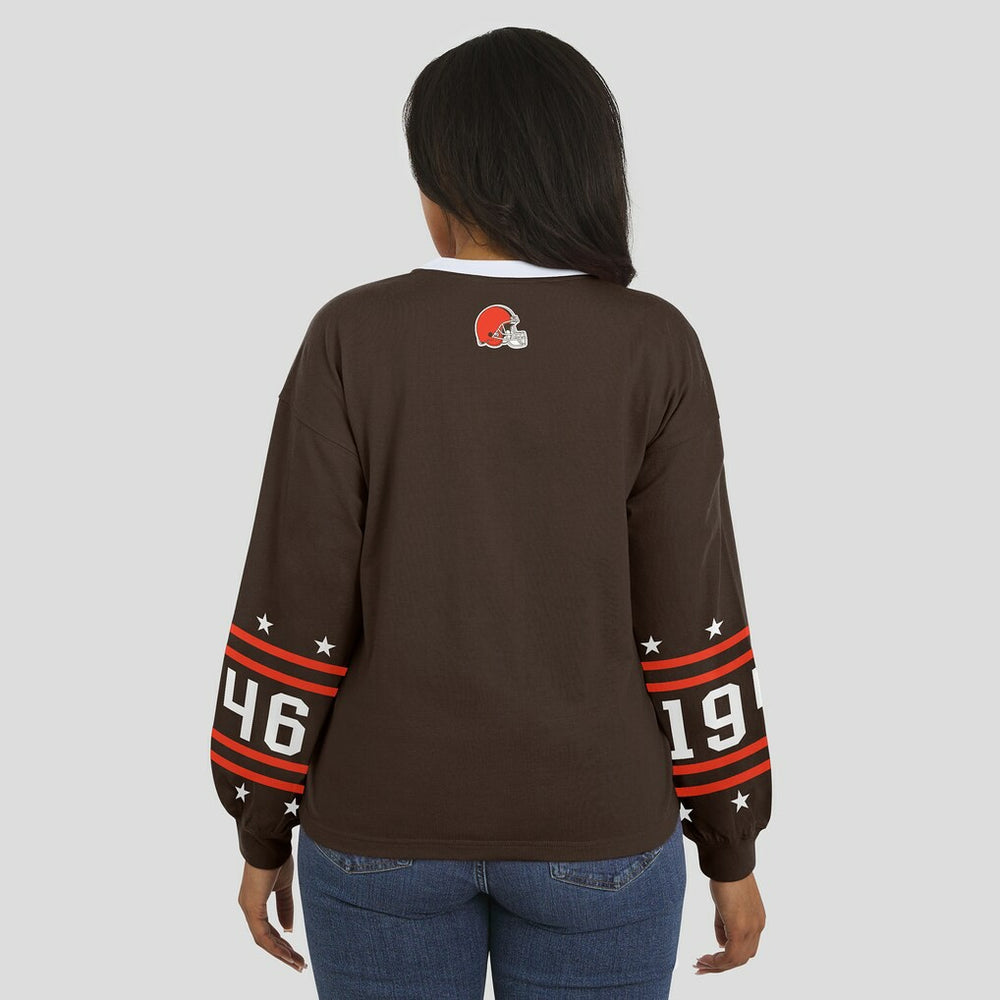 Cleveland Browns WEAR by Erin Andrews Women's Sport Long-Sleeve T-Shirt - Brown T-shirts