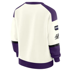 Baltimore Ravens WEAR by Erin Andrews Women's Racing Crew V-Neck Sweatshirt - Cream Sweatshirts