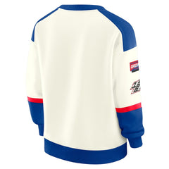 Buffalo Bills WEAR by Erin Andrews Women's Racing Crew V-Neck Sweatshirt - Cream Sweatshirts