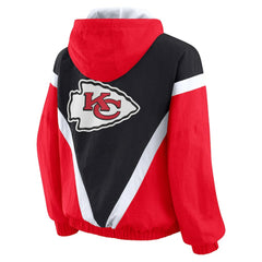 Kansas City Chiefs WEAR by Erin Andrews Women's Plus Size Retro Crinkle Full-Zip Hoodie Windbreaker Jacket - Red/Black Hoodies