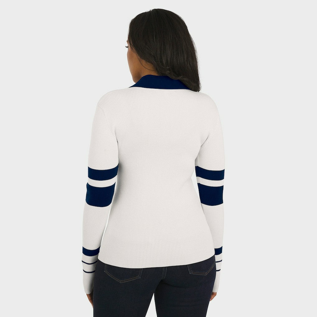 Seattle Seahawks WEAR by Erin Andrews Women's Ribbed Henley Polo Sweater - White