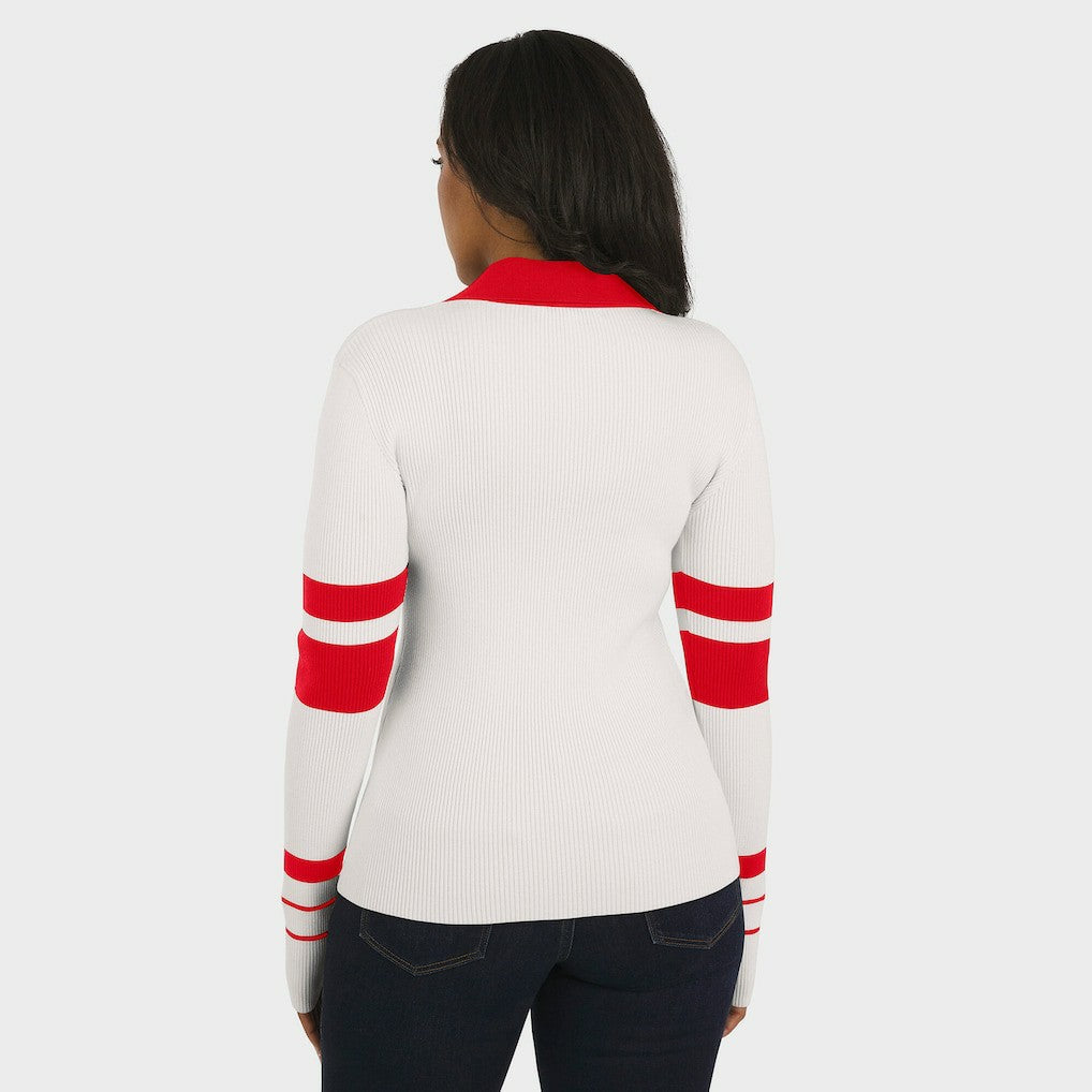 Kansas City Chiefs WEAR by Erin Andrews Women's Ribbed Henley Polo Sweater - White