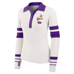 Minnesota Vikings WEAR by Erin Andrews Women's Ribbed Henley Polo Sweater - White