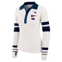New England Patriots WEAR by Erin Andrews Women's Ribbed Henley Polo Sweater - White