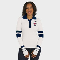 New England Patriots WEAR by Erin Andrews Women's Ribbed Henley Polo Sweater - White