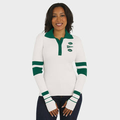 New York Jets WEAR by Erin Andrews Women's Ribbed Henley Polo Sweater - White