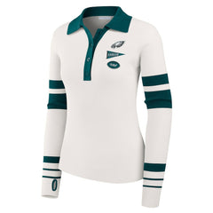 Philadelphia Eagles WEAR by Erin Andrews Women's Ribbed Henley Polo Sweater - White