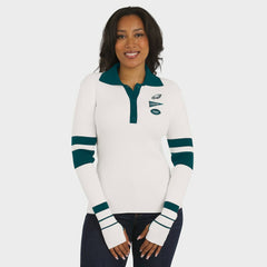 Philadelphia Eagles WEAR by Erin Andrews Women's Ribbed Henley Polo Sweater - White