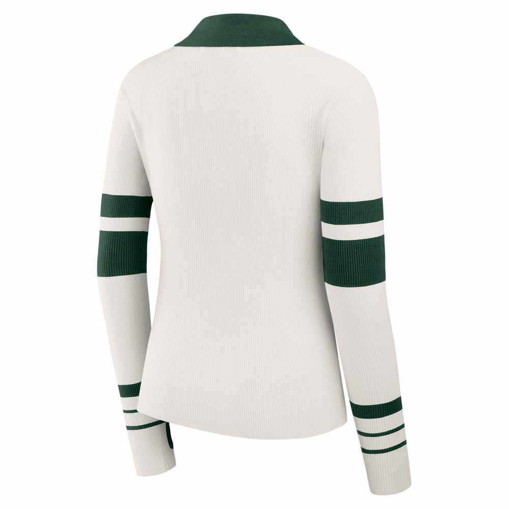 Green Bay Packers WEAR by Erin Andrews Women's Ribbed Henley Polo Sweater - White