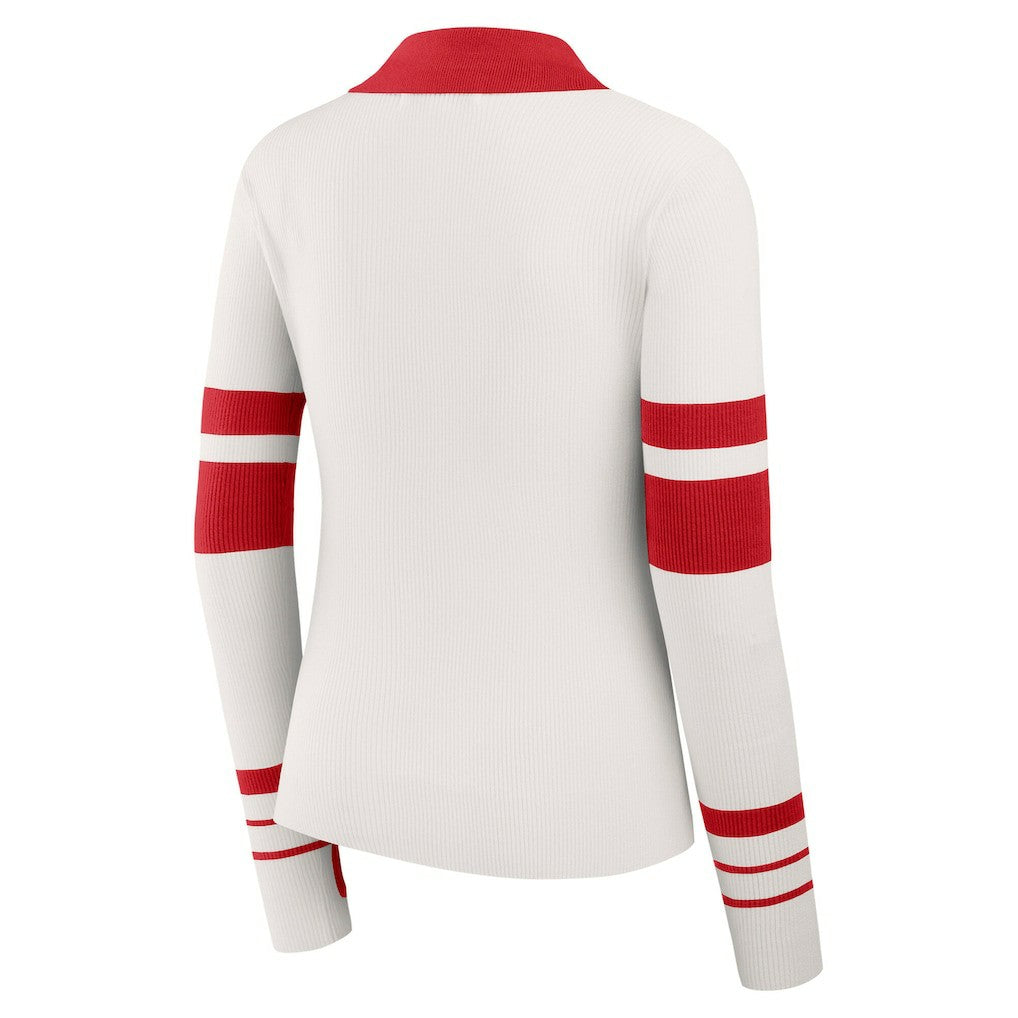 San Francisco 49ers WEAR by Erin Andrews Women's Ribbed Henley Polo Sweater - White