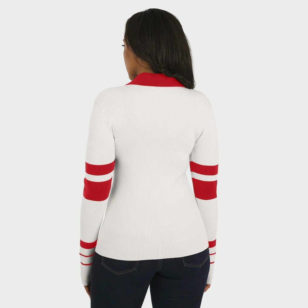 San Francisco 49ers WEAR by Erin Andrews Women's Ribbed Henley Polo Sweater - White