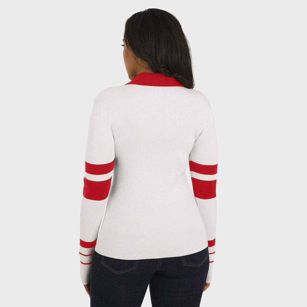 San Francisco 49ers WEAR by Erin Andrews Women's Ribbed Henley Polo Sweater - White