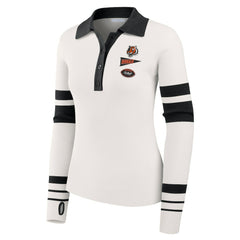 Cincinnati Bengals WEAR by Erin Andrews Women's Ribbed Henley Polo Sweater - White