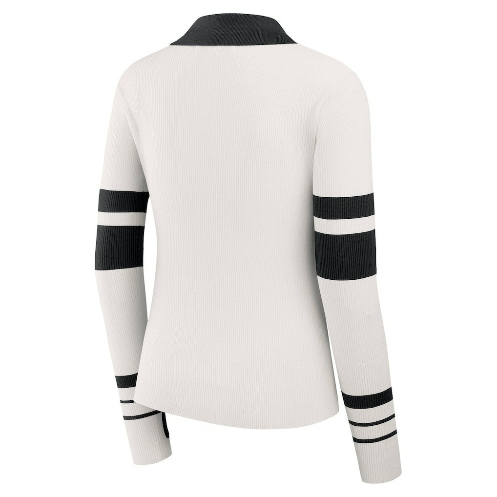 Cincinnati Bengals WEAR by Erin Andrews Women's Ribbed Henley Polo Sweater - White