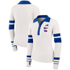 Buffalo Bills WEAR by Erin Andrews Women's Ribbed Henley Polo Sweater - White
