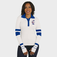 Buffalo Bills WEAR by Erin Andrews Women's Ribbed Henley Polo Sweater - White