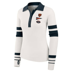 Chicago Bears WEAR by Erin Andrews Women's Ribbed Henley Polo Sweater - White