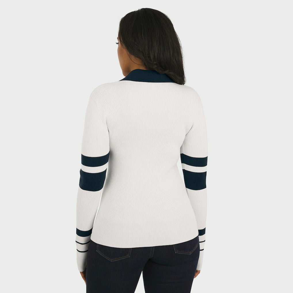 Chicago Bears WEAR by Erin Andrews Women's Ribbed Henley Polo Sweater - White