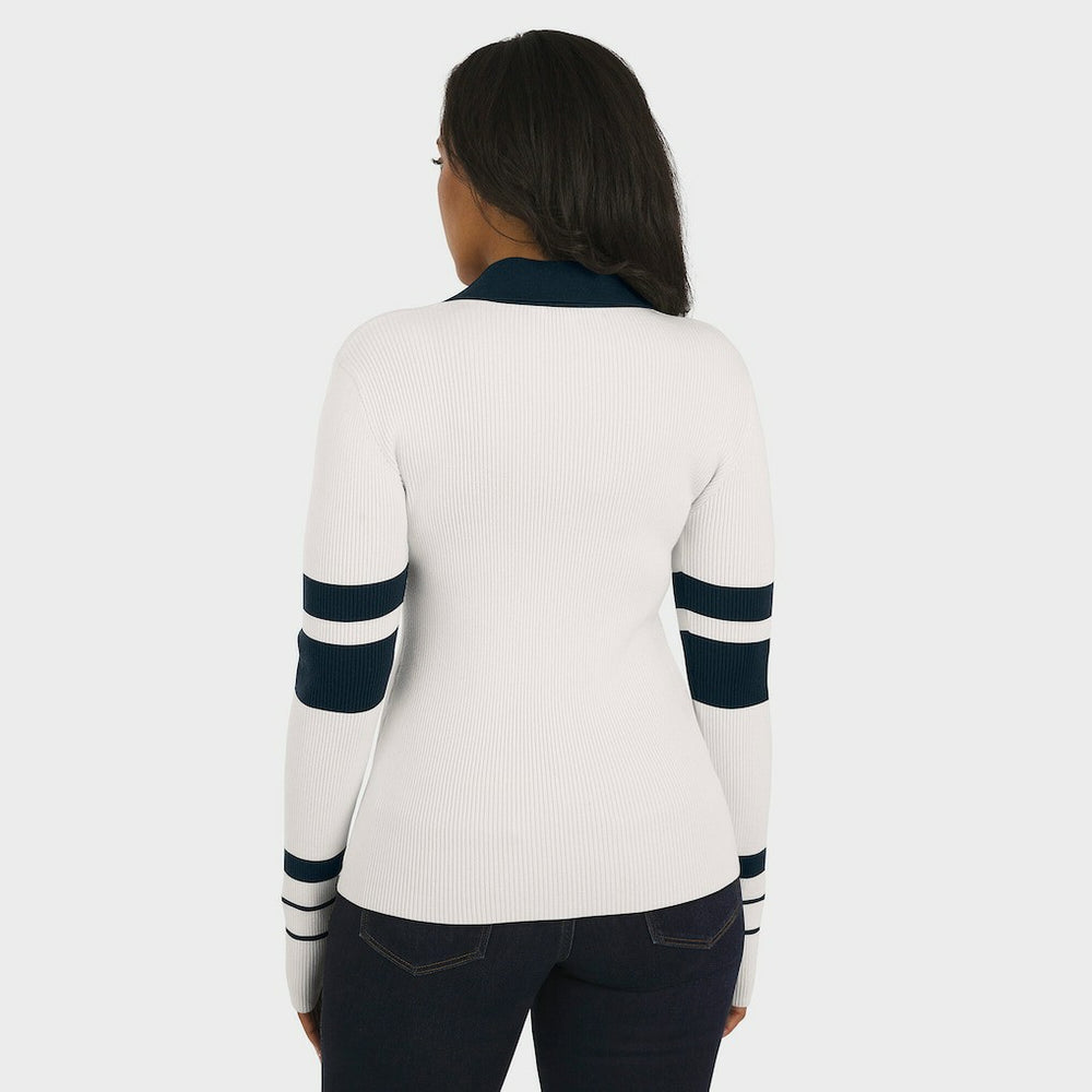 Chicago Bears WEAR by Erin Andrews Women's Ribbed Henley Polo Sweater - White