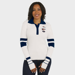 Denver Broncos WEAR by Erin Andrews Women's Ribbed Henley Polo Sweater - White