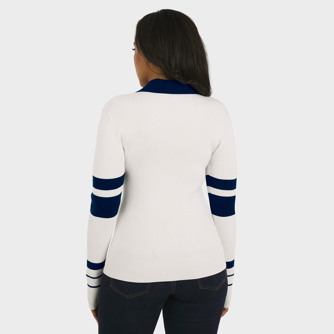 Denver Broncos WEAR by Erin Andrews Women's Ribbed Henley Polo Sweater - White