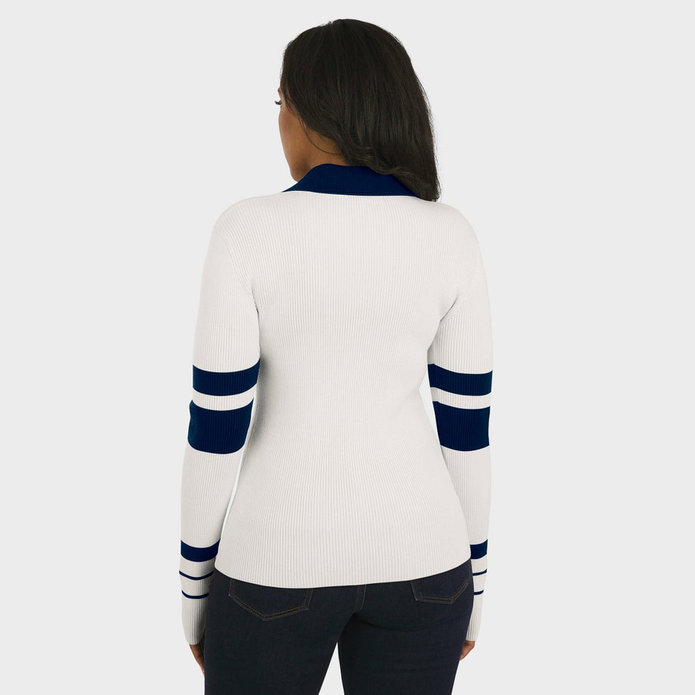 Denver Broncos WEAR by Erin Andrews Women's Ribbed Henley Polo Sweater - White