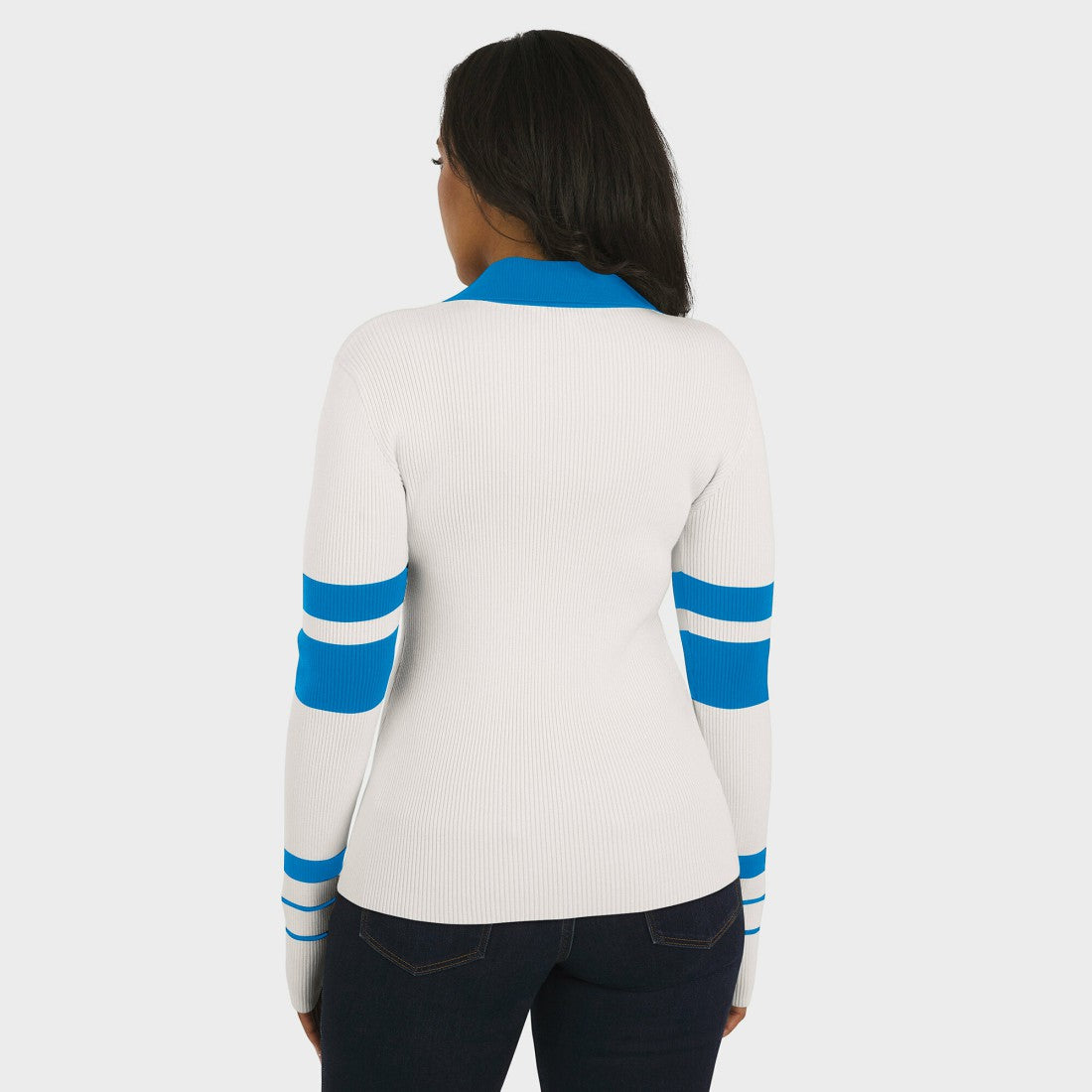 Detroit Lions WEAR by Erin Andrews Women's Ribbed Henley Polo Sweater - White