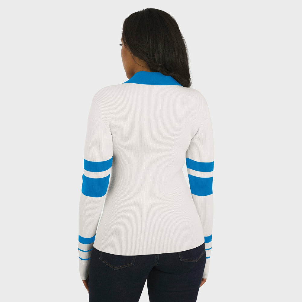 Detroit Lions WEAR by Erin Andrews Women's Ribbed Henley Polo Sweater - White