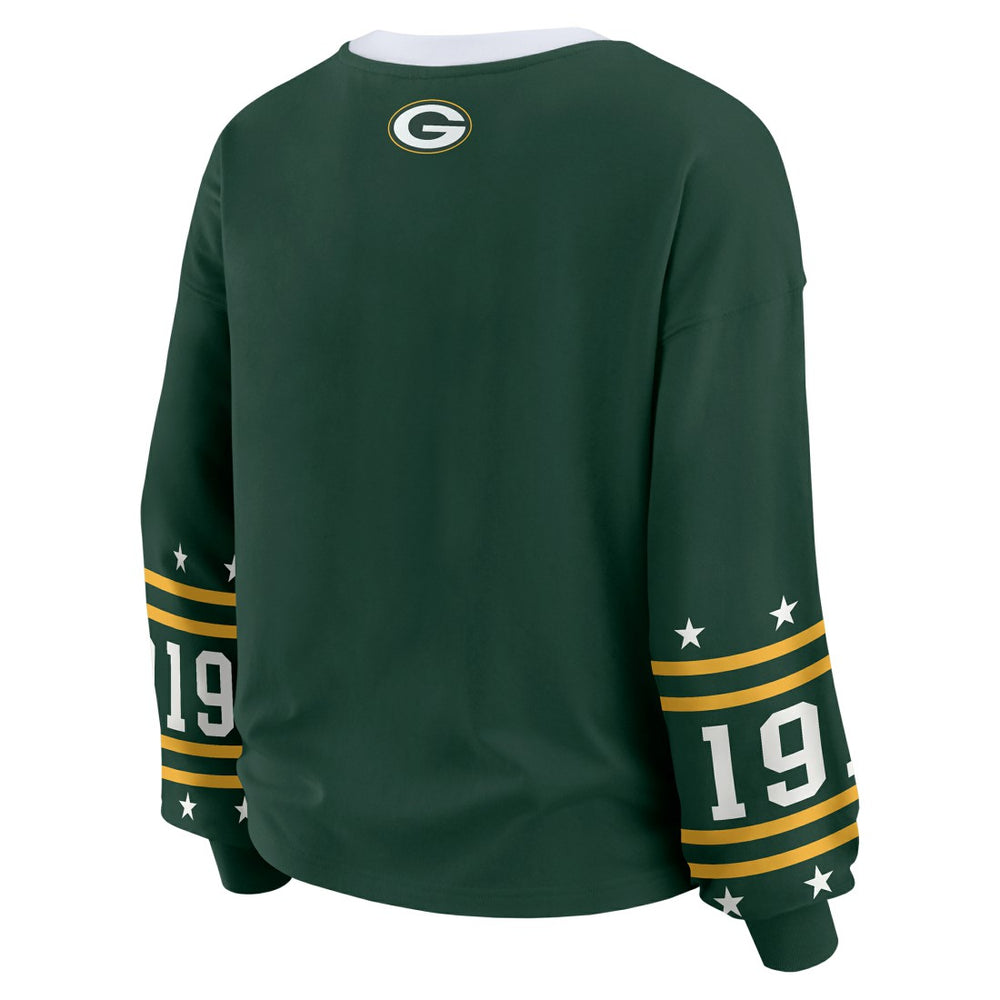 Green Bay Packers WEAR by Erin Andrews Women's Plus Size Sport Long-Sleeve T-Shirt - Green T-shirts