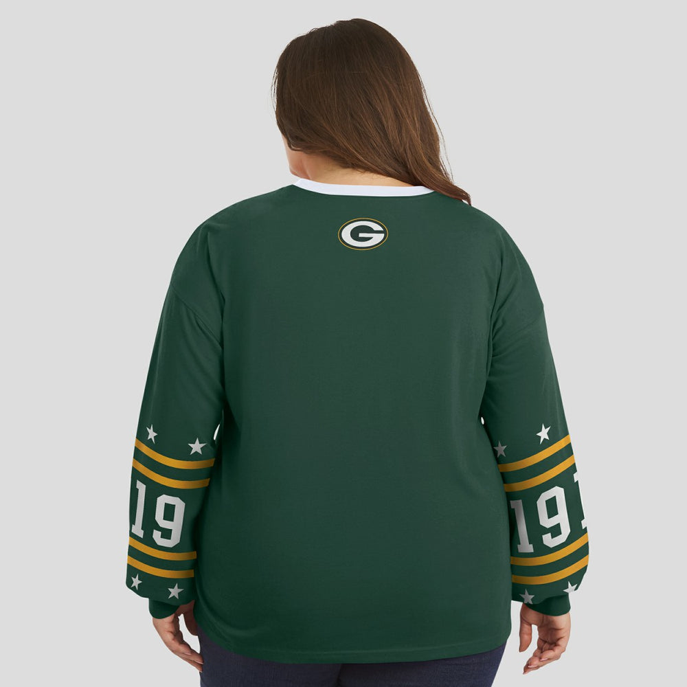 Green Bay Packers WEAR by Erin Andrews Women's Plus Size Sport Long-Sleeve T-Shirt - Green T-shirts
