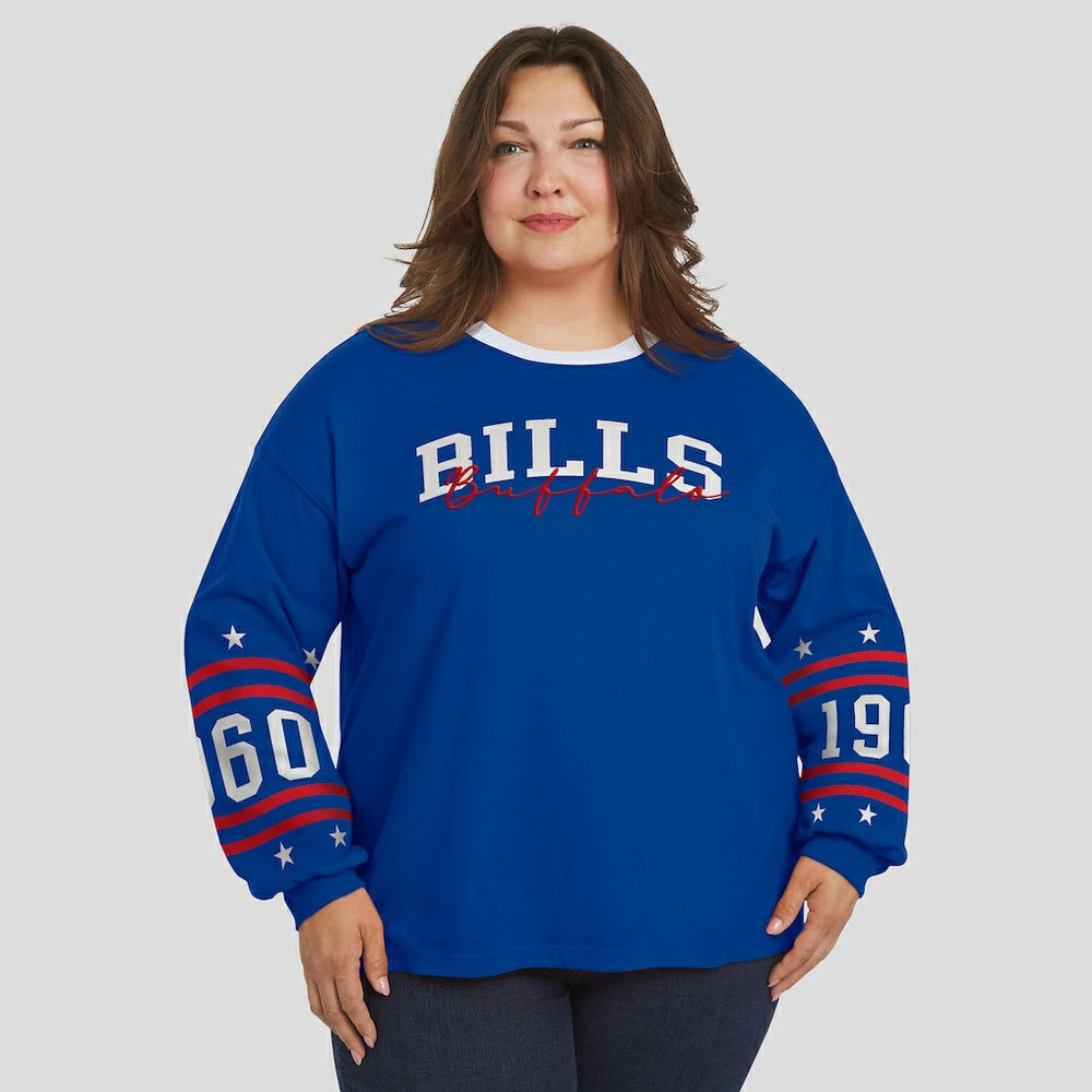 Buffalo Bills WEAR by Erin Andrews Women's Plus Size Sport Long-Sleeve T-Shirt - Royal T-shirts