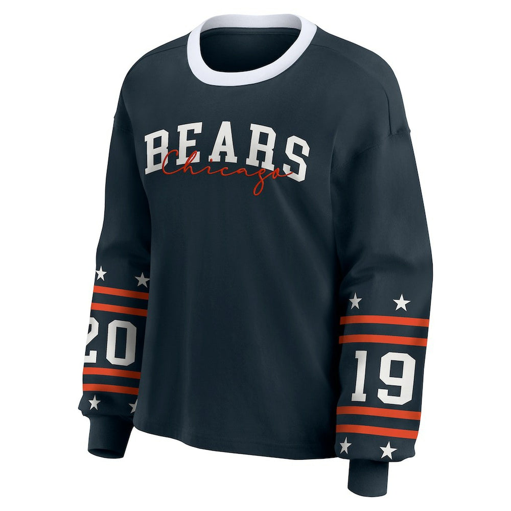 Chicago Bears WEAR by Erin Andrews Women's Plus Size Sport Long-Sleeve T-Shirt - Navy T-shirts