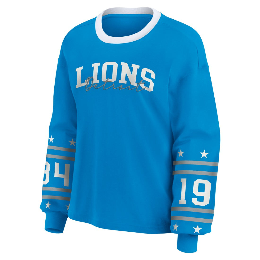 Detroit Lions WEAR by Erin Andrews Women's Plus Size Sport Long-Sleeve T-Shirt - Blue T-shirts