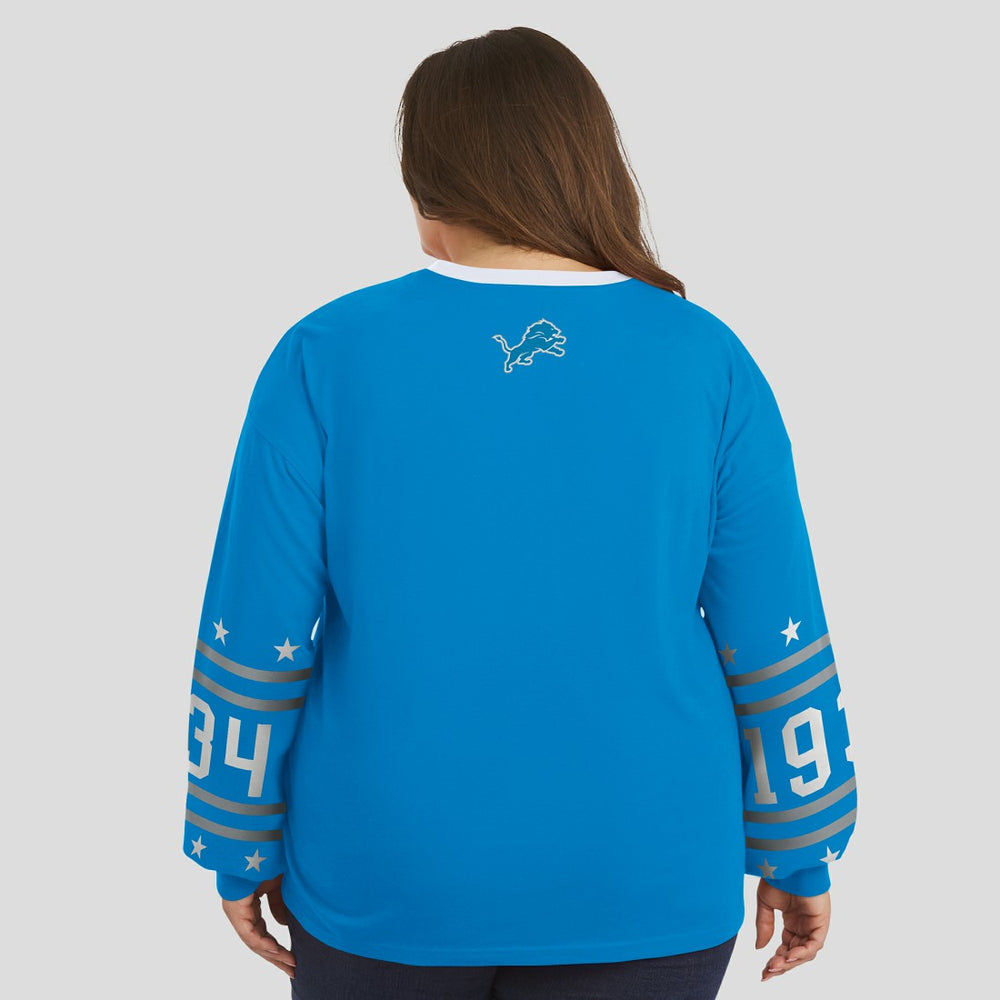 Detroit Lions WEAR by Erin Andrews Women's Plus Size Sport Long-Sleeve T-Shirt - Blue T-shirts