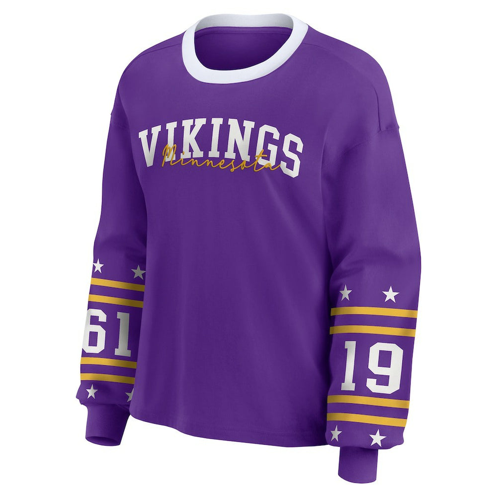 Minnesota Vikings WEAR by Erin Andrews Women's Plus Size Sport Long-Sleeve T-Shirt - Purple T-shirts