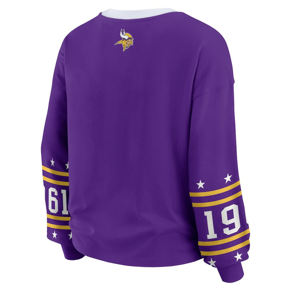 Minnesota Vikings WEAR by Erin Andrews Women's Plus Size Sport Long-Sleeve T-Shirt - Purple T-shirts