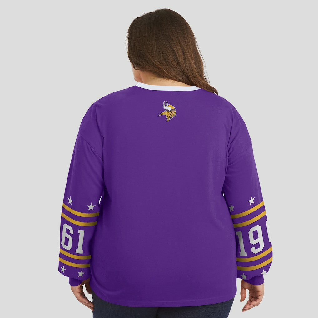 Minnesota Vikings WEAR by Erin Andrews Women's Plus Size Sport Long-Sleeve T-Shirt - Purple T-shirts