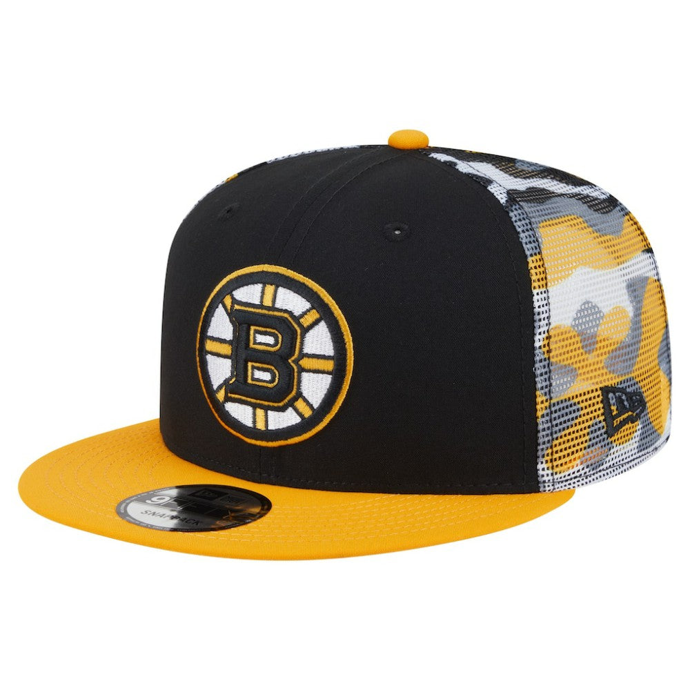 Boston Bruins New Era Camo Meshback 9FIFTY Snapback Hat - Black/Gold | US 202705936