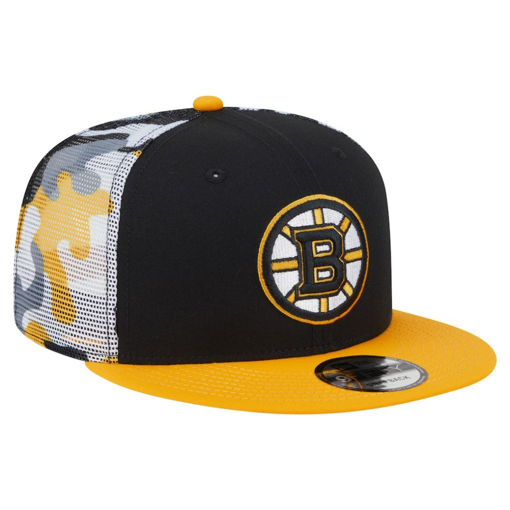 Boston Bruins New Era Camo Meshback 9FIFTY Snapback Hat - Black/Gold | US 202705936