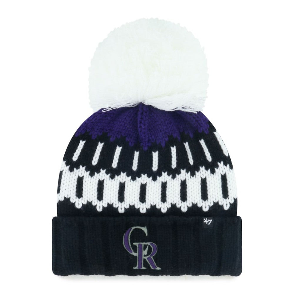 Colorado Rockies '47 Women's Felicity Cuffed Knit Hat with Pom - Black Hats