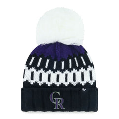 Colorado Rockies '47 Women's Felicity Cuffed Knit Hat with Pom - Black Hats